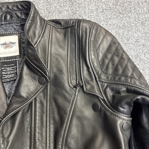 Harley Davidson Women's XL 100% Genuine Leather Motorcycle Jacket Embroidery - Picture 4 of 15